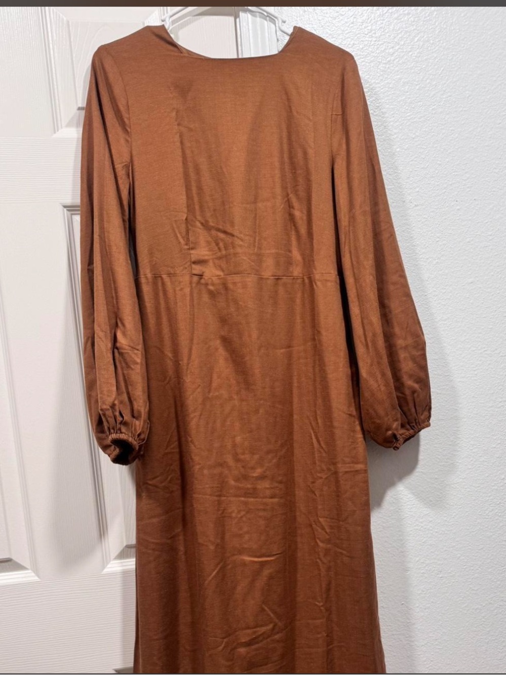 Long Sleeve Crewneck Maxi Dress in Rust